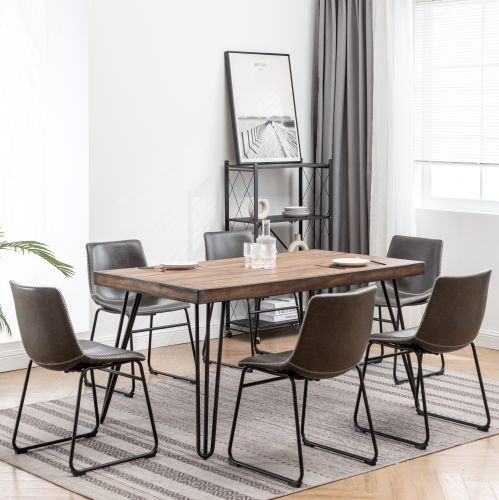 Aryven Industrial 7-Piece Dining Set, Antique Gray Aryven Industrial 7-Piece Dining Set, Antique Gray